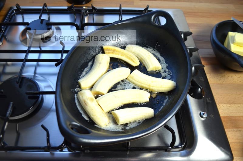 Latin style banana fritas - adding bananas