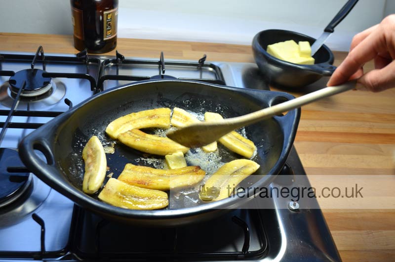 Latin style banana fritas - turning