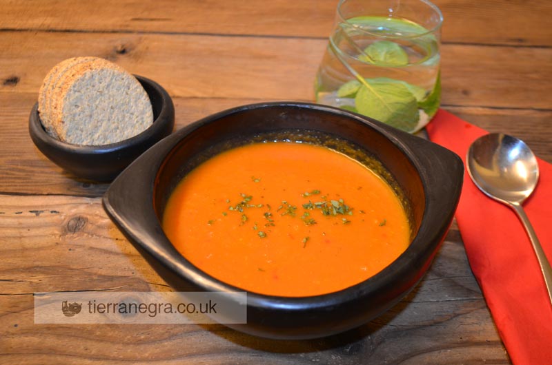 Tomato, sweet yellow pepper and sweet potato soup