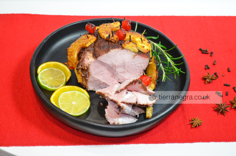 Latin American Christmas ham with pineapple, moscovado sugar and spices